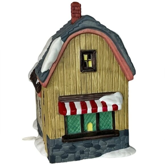 Vintage Christmas Village Florist Porcelain Winter Valley Cottage Lighted House - Picture 4 of 16